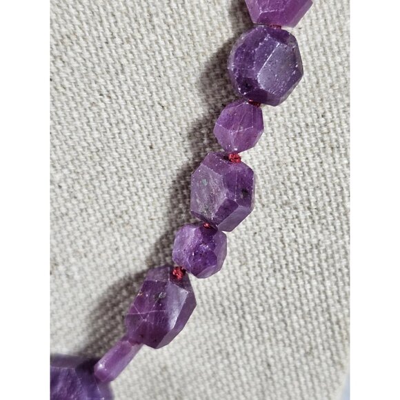 Purple Amethyst Faceted Nugget Bead Necklace Natural Gemstone Boho Statement. - Picture 4 of 7